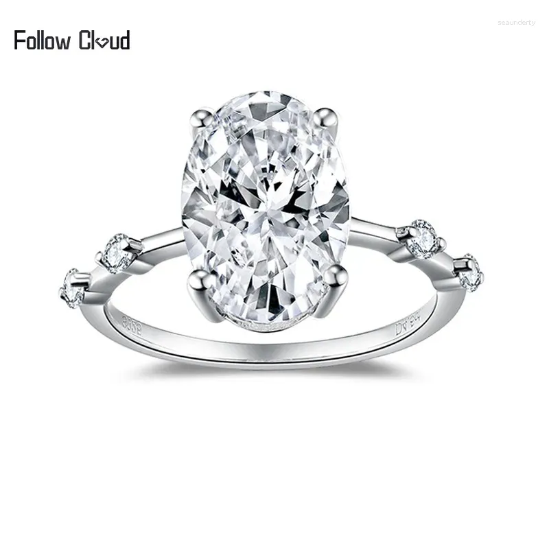 Cluster Rings Follow Cloud 4.5ct 8 12mm Oval Moissanite Diamond Engagement With Certificates 925 Sterling Silver Wedding Ring For Women