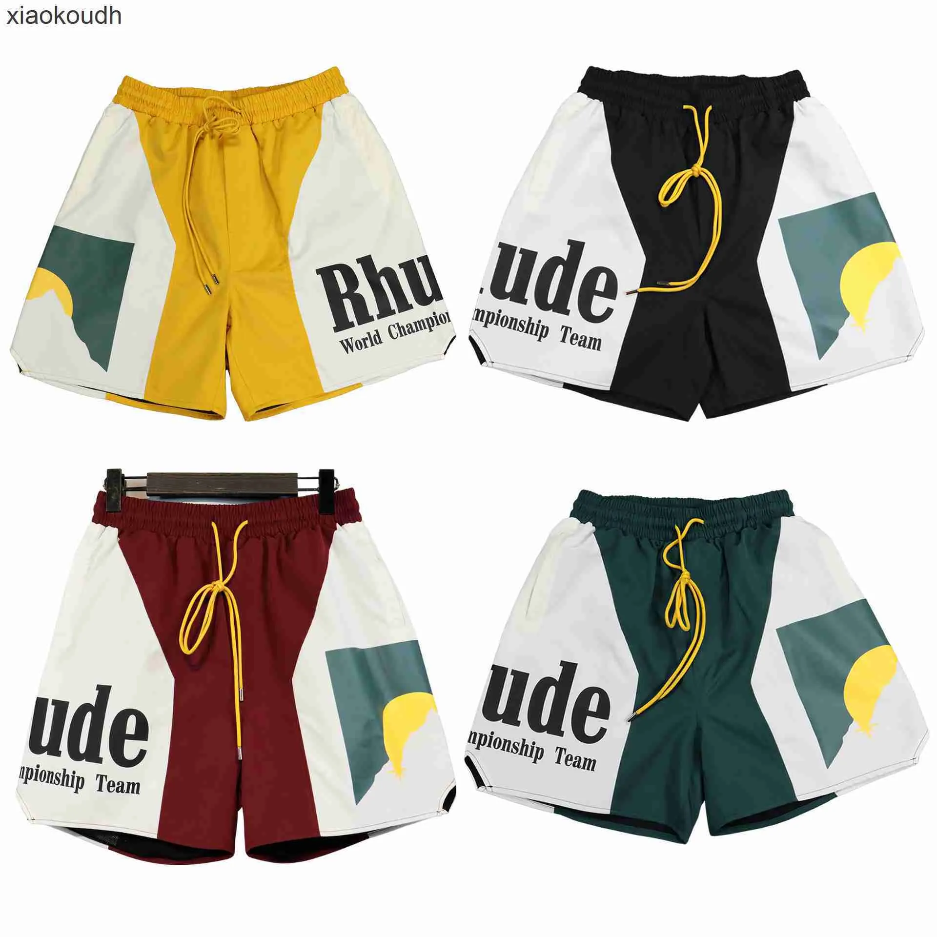 RHUDE High End Designer Shorts för höst och vinter Ny solnedgångsbrevtryck Shorts Hög Street Casual Rätt med 1: 1 Original Etiketter