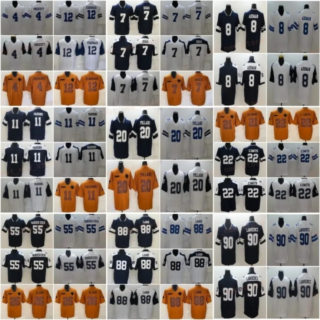 Micah Parsons Dak Prescott Maglie da calcio Ceedee Lamb Trevon Diggs Demarcus Lawrence Emmitt Mazi Smith Daron Bland Jake Ferguson Blue White Stitched