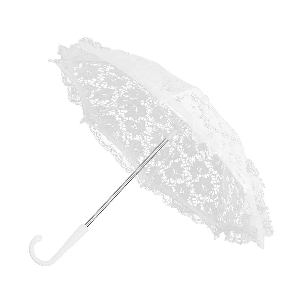 Gear witte bruiloft paraplu, vrouwen parasol witte kanten paraplu handgemaakte fotografie prop paraplu voor bruiloftsfeestje decor podium perfo