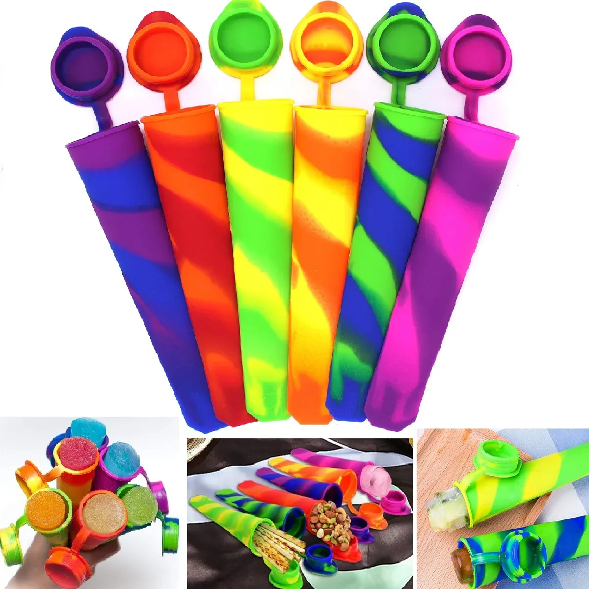 Outils 24 / 6pcs Popsicles Moules de crème glacée maison Sticks Frozen Popsicle Maker maison Couleur de cuisine réutilisable