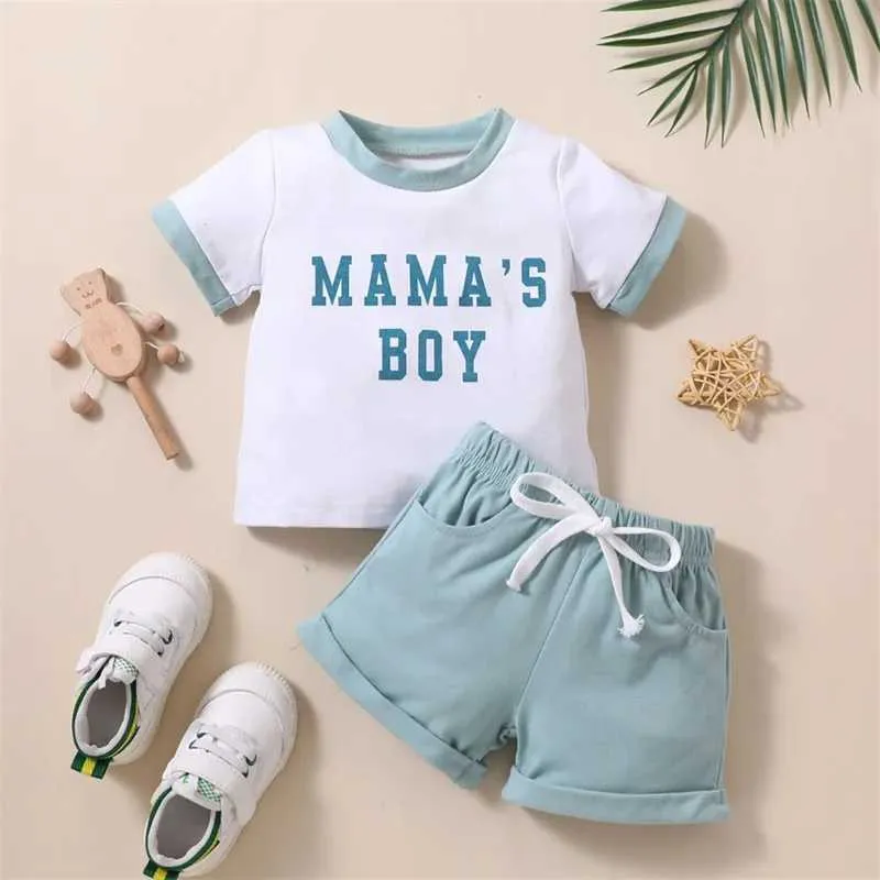 Ensembles de vêtements pour tout-petit garçon vêtements d'été Baby Letter Imprimé à manches courtes T-shirt Top avec short élastique Migned NOUVELLES TORNES 2PCS SET H240507