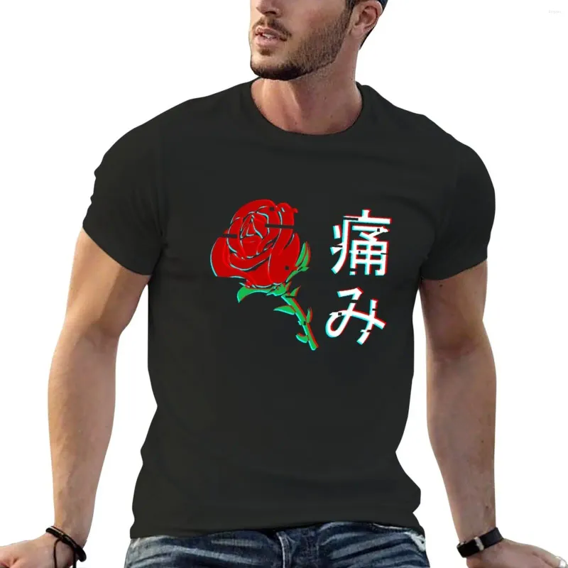 Tops da uomo Tops giapponese estetica rosa v3 t-shirt a magliette nere corta uomini di grandi dimensioni