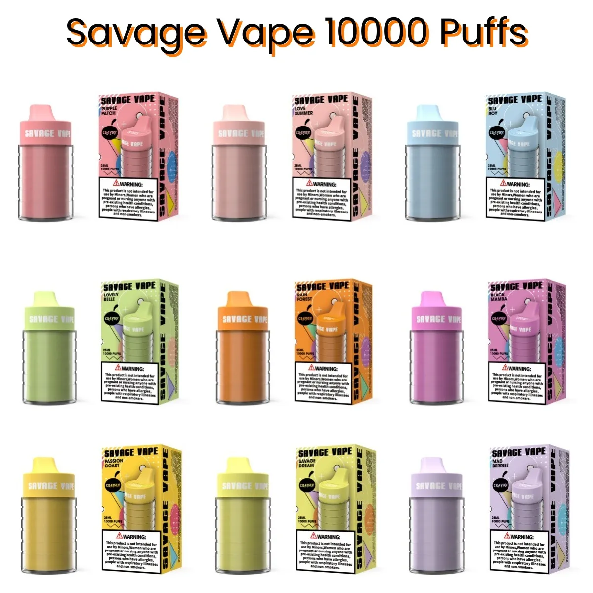 Savage vape e cig puffi 9k 10k 10000 sbuffi a flusso d'aria regolabile da 25 ml di sigaretta usa e getta Cina 2% 3% 5% 10 sapori carrelli predefiniti dispositivo mesh bobina 650 mAh Penna batteria