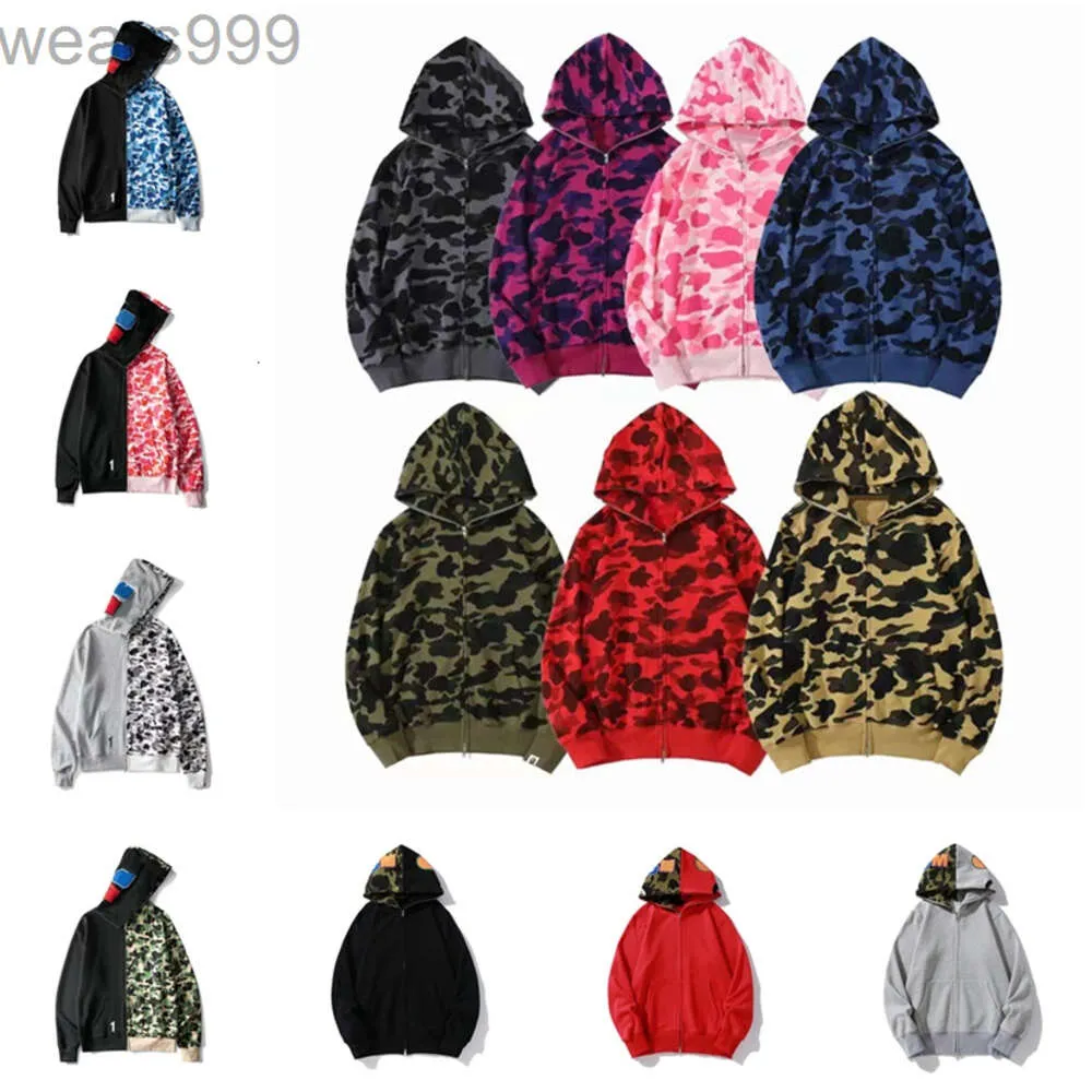 Heren Hoodies Sweatshirts 24SS Designer Dames Hoodie Populair Shark Patroon Sportwear Camouflage Zip Up Hoodies Hoge kwaliteit Pure katoenen jas Maat M-XXXL IKVM