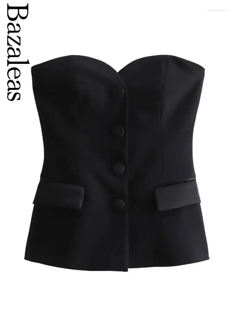Damestanks 2024 Bazaleas Store Sexy Satin Patchwork Corset Tank Top Official Single Breasted Vest Causal Slim Camis