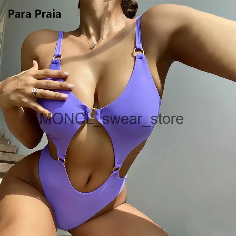 Swimwear pour femmes Para Praia 2024 Backless One Piece Swimsuit Hollow Out pour les femmes Sexe Bathing Body Cut High Cut H240507