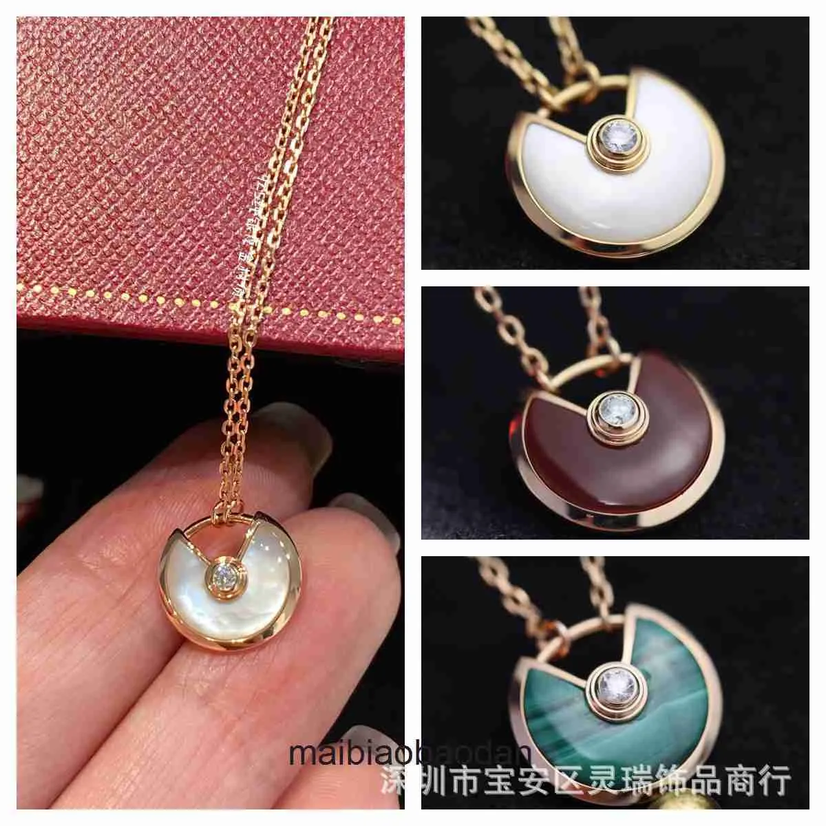 Cartre High End jewelry necklaces for womens Vgold amulet necklace with white Fritillaria inlaid with diamonds CNC rose gold guardian small collarbone chain pendan