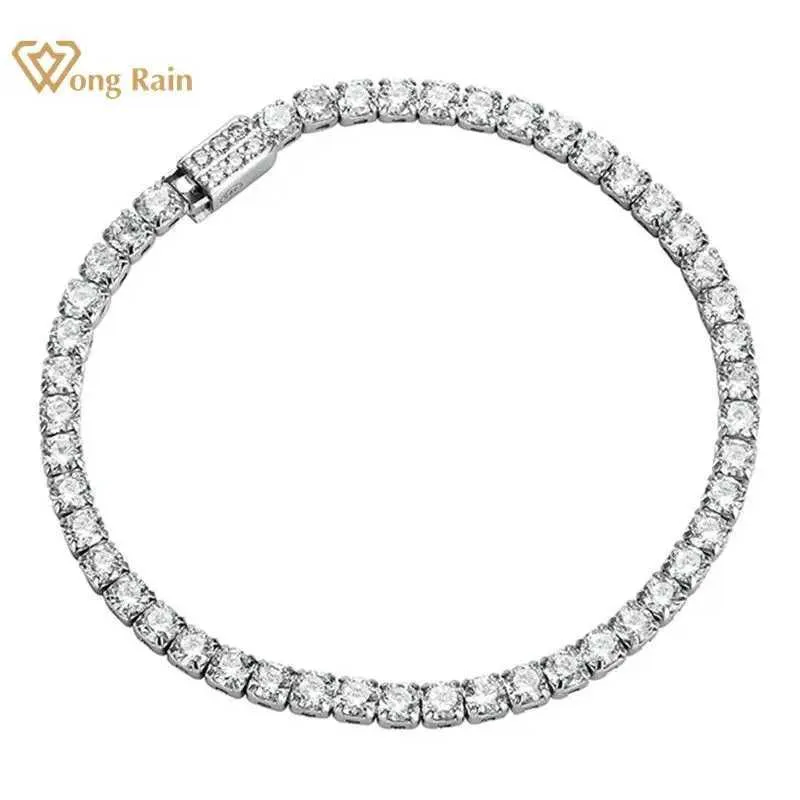 Bangle Huang Yu 925 Pure Silver Laboratory Sapphire High Carbon Diamond Wedding Tennis Bracelet Exquisite Jewelry Wholesale Q240506