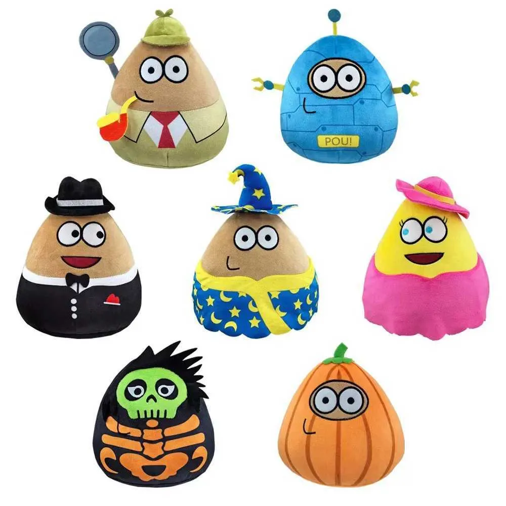 Plüschpuppen 22 cm/8,6in Pou Plush Cartoon en Toy Kawaii Stoffed Animal Doll Hot Game Figur Geschenke für Fans T240506