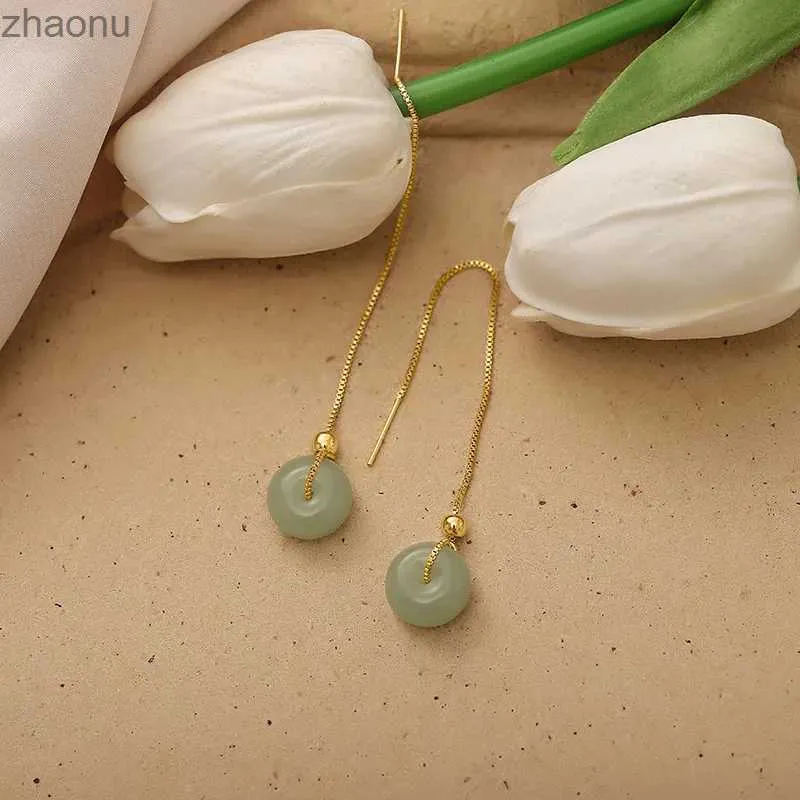 Dangle Kronleuchter Hetian Jade Ohrfäden Übertragung Sicherheitsschnuckle Chinesische Ohrringe Frauen Sommertemperatur Ancient Style Netto Red Drop XW