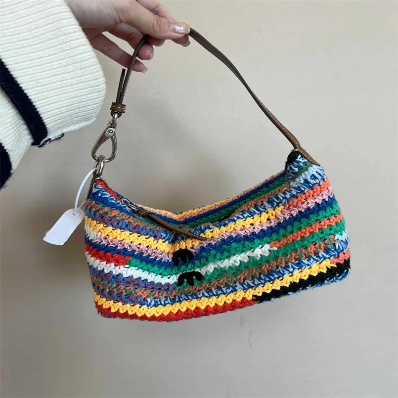 무지개 짠 크로스 바디 토트 브랜드 디자인 가방 가방 여성 지갑
