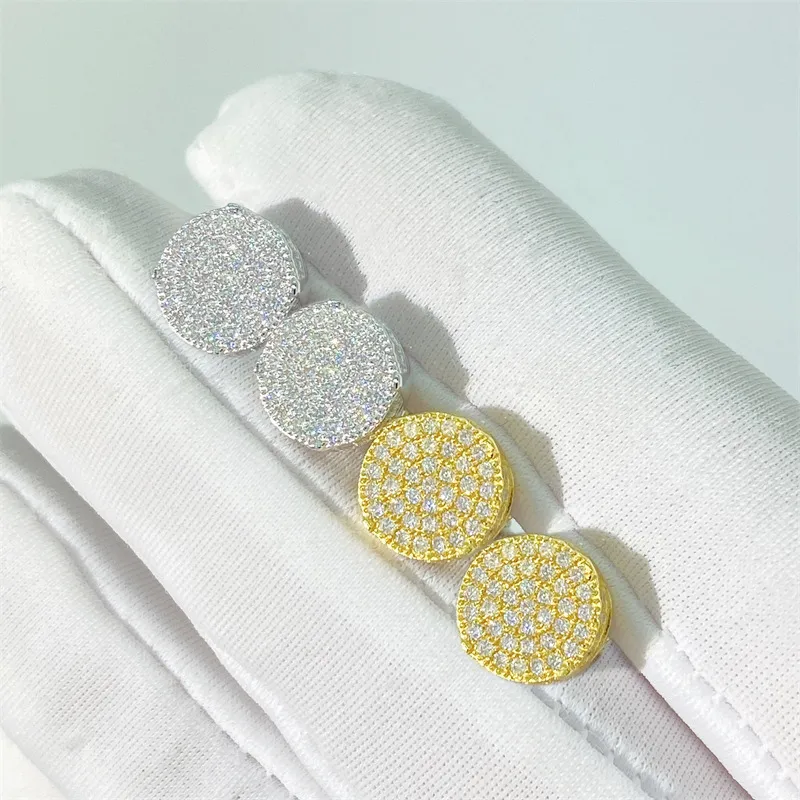 Round Cut Moissanite Stud Earrings In 14k Gold For Men_voghion.com