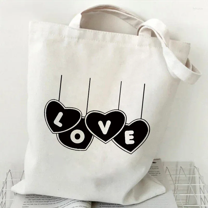 Borse per la spesa Tote Lady Love Stampa personalizzabile pieghevole Pulnere per spalle Shopper Shop -shoping per donne