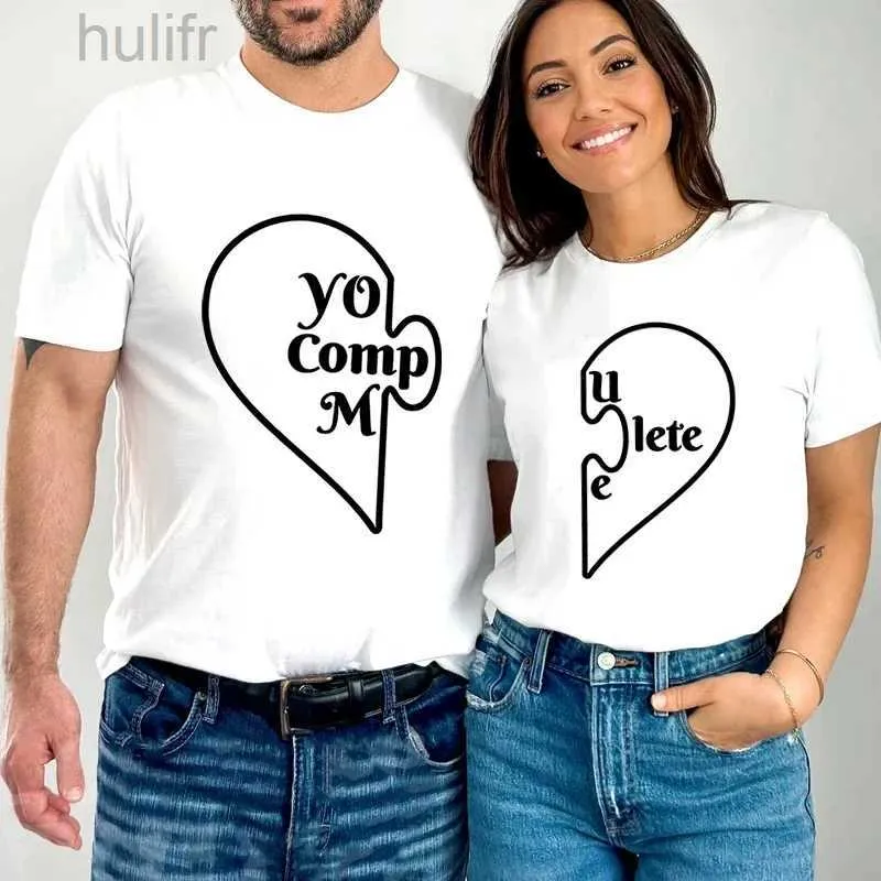 Familie matching outfits grappige grafisch matching paar outfit shirt grappige brief love puzzle minnaar t-shirt korte mouw casual paar tee d240507