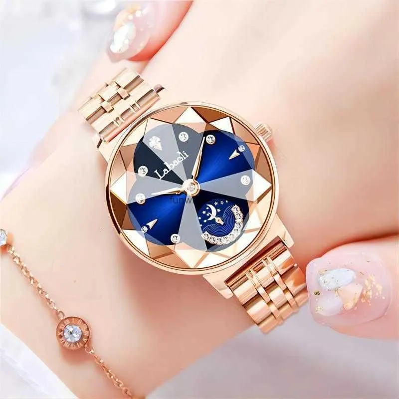 Tiktok Live Watch Flower Disk Star Moon Womens Fashion Diamond Diamond Imperproof Steel Band Quartz Fangsheng Clock