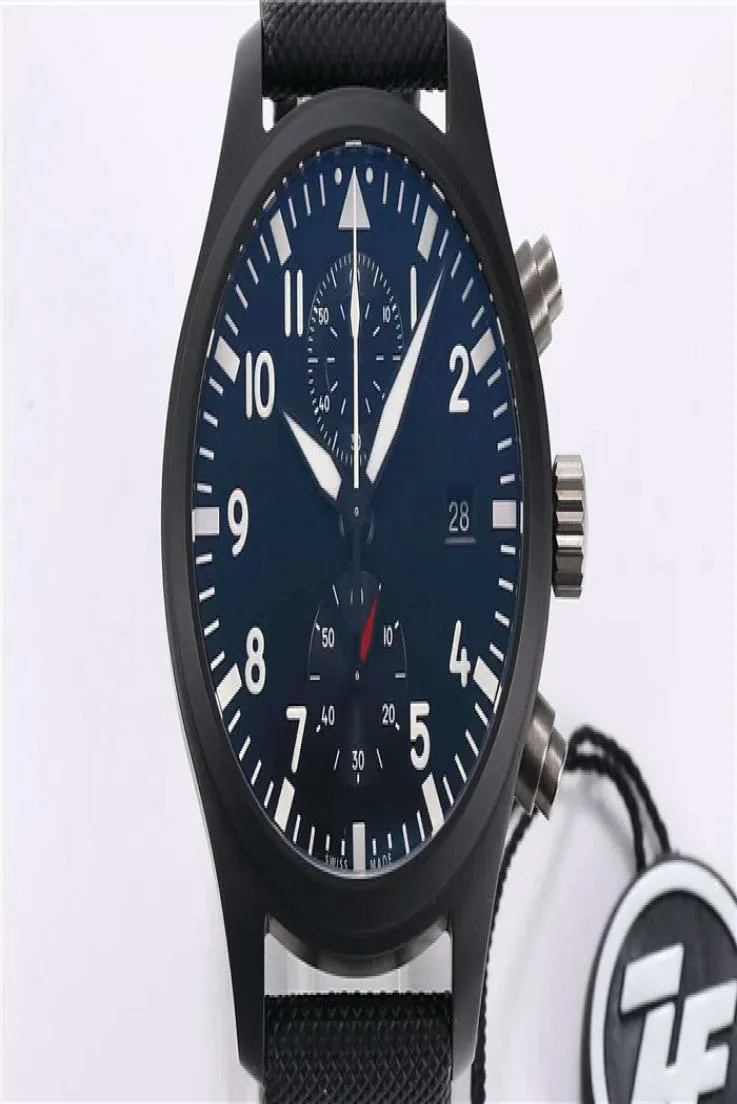 ZF Factory Pilot039S Top Gun Watch Ceramic Mens Watch Swiss 89361 Automatische chronograaf Mechanische High Strength Ceramic Case S8660667