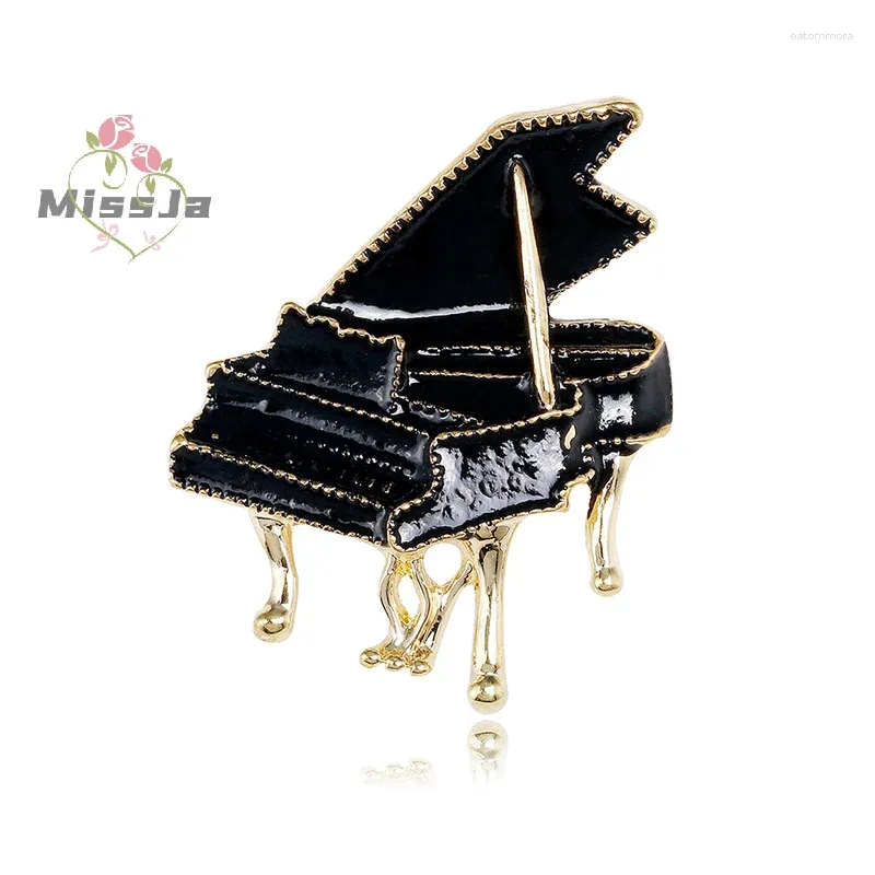 Brosches mode emalj svart stativ piano för kvinnor klädrock smycken parti Tillbehör gåvor