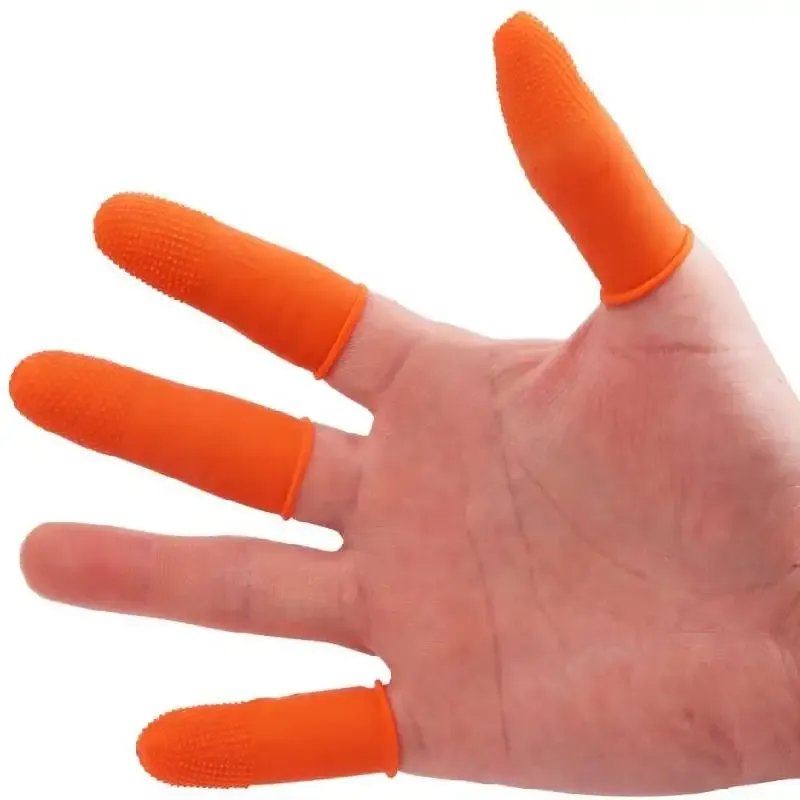 Guantes 100 piezas de látex desechables cunas de dedo de goma Antislip antislip glove de dedo protector antiestático para joyas de reparación electrónica