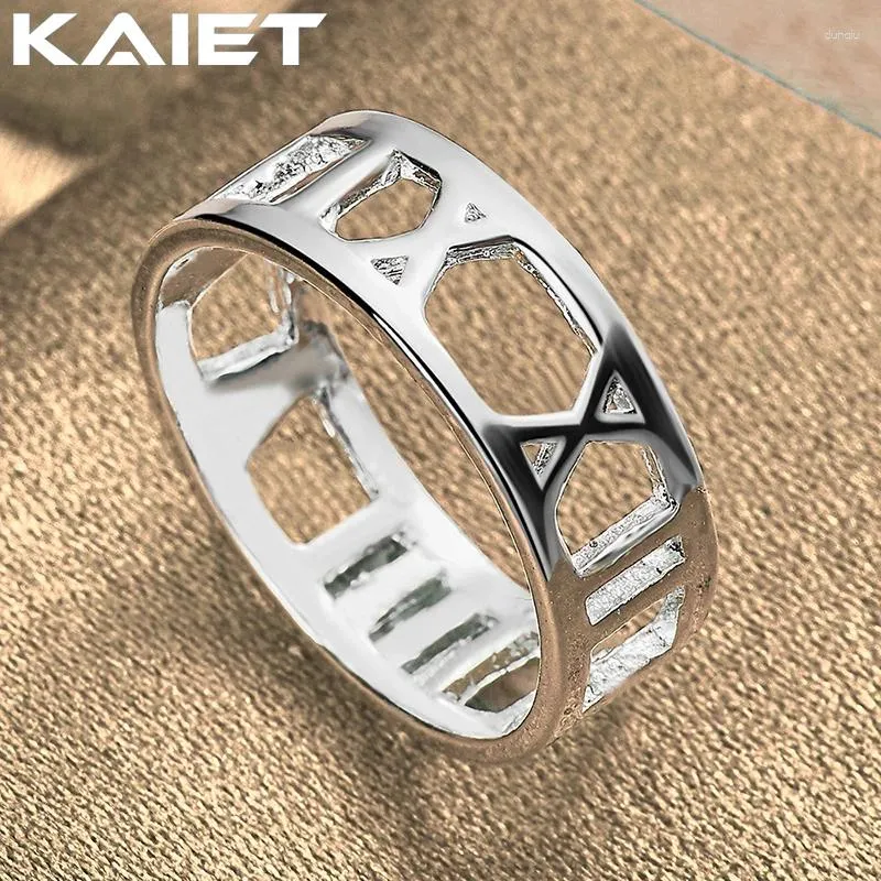 Cluster ringen Kaiet 925 Silver Color Hollow Romeinse cijfers 5-10# Ring For Women Lover Party Fashion Accessoires Sieraden