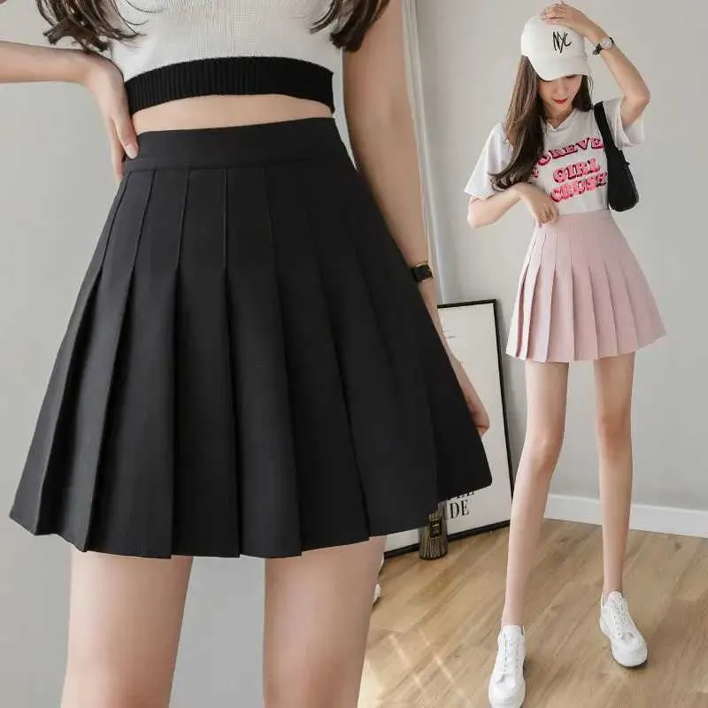 Jupes Brown jupe dames 2022 Vêtements d'été Womens High taille Harajuku coréen noir mini robe plissée ÉCOLLE GIRLES UNIFIFIQUE Q2405071