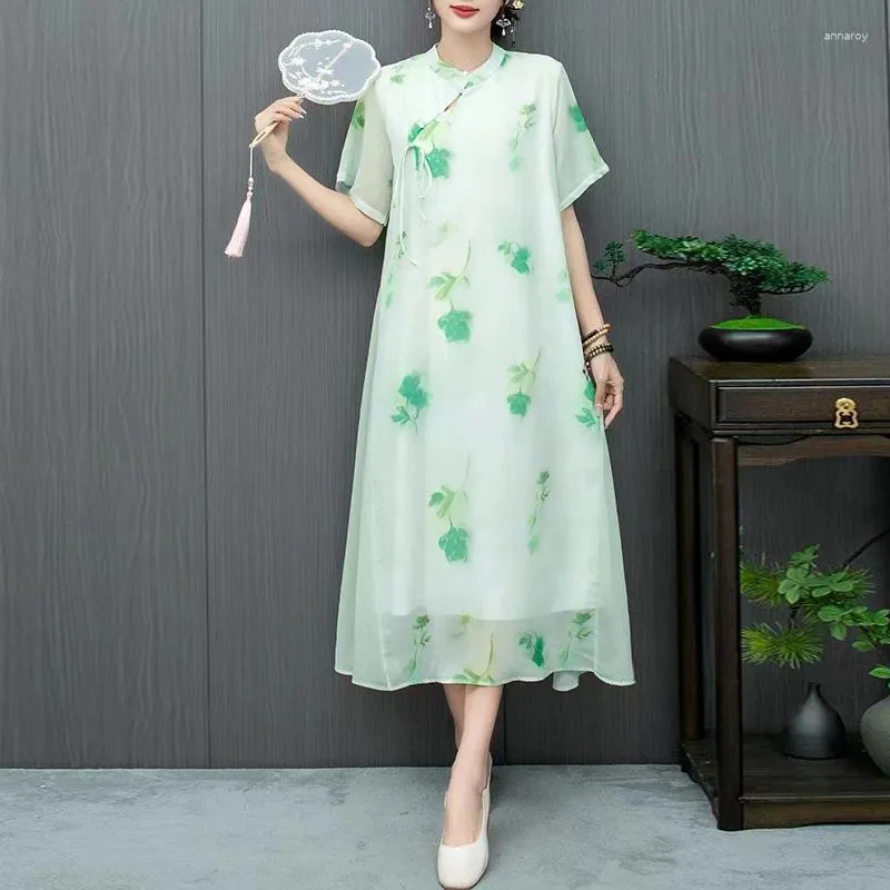 knee length dresses for ladies Sleeveless Qipao, satin modern Cheongsam, long Qipao, daily Cheongsam   Beth&Brian Qipao