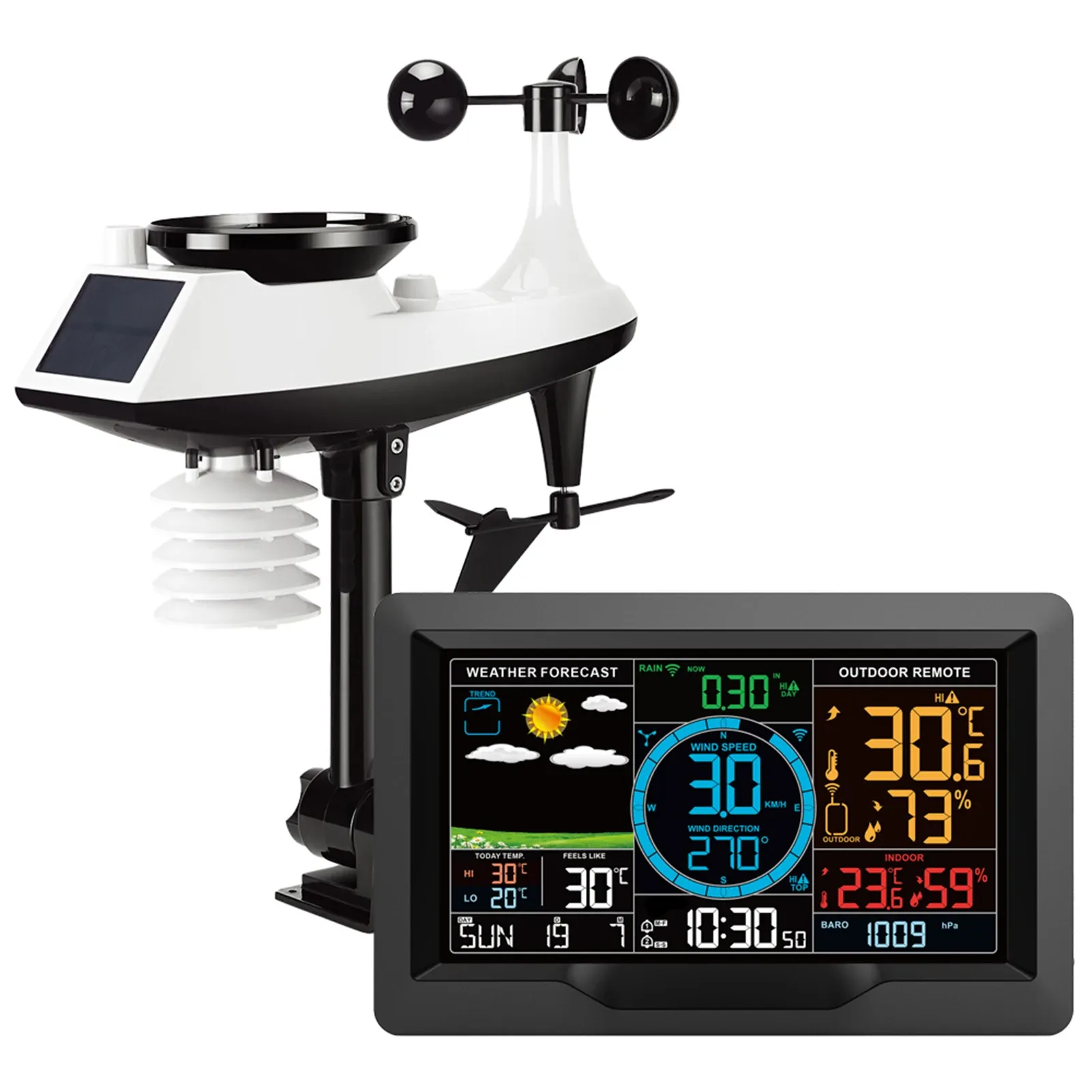 Gauges Température météorologique professionnelle multifonctionnelle Température Humidité Vitesse du vent et Précipitation Détection Météo Prévision des conditions météorologiques