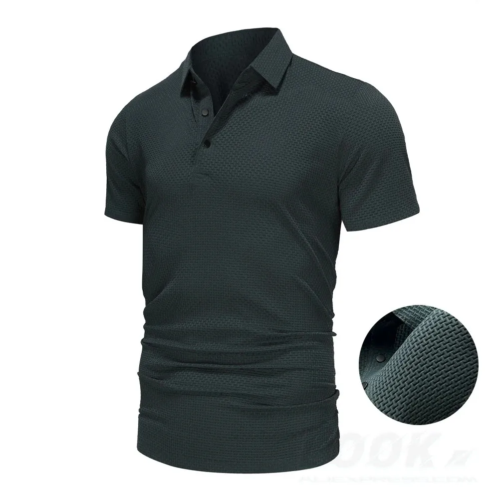 Upp till eurstorlekar Tall Man Brand Topquality Herr Golf Shirt Lopup Hollow Shortsleeved Polo Summerice Silk Breattable Tee 240430