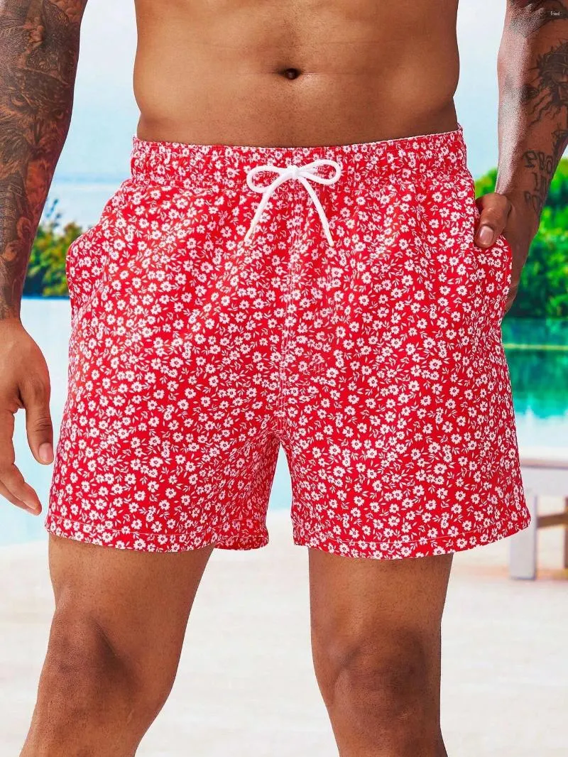 Shorts pour hommes Summer Casual Flower Print Flower Fragmented Polyester Pantal Pantals Plus Taille Surfing S-5XL