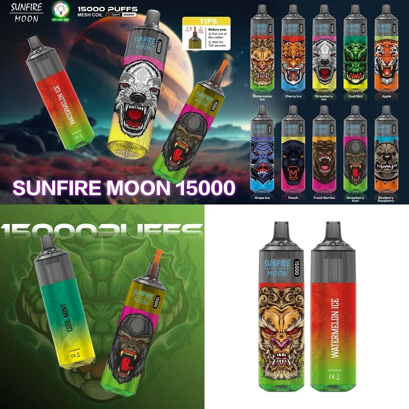 2024新しいスタイルの使い捨て電子タバコ15000puffs vapeペンポッドデバイス0％2％3％5％20mlプリフィルドオイル充電式蒸気10フルーツ味