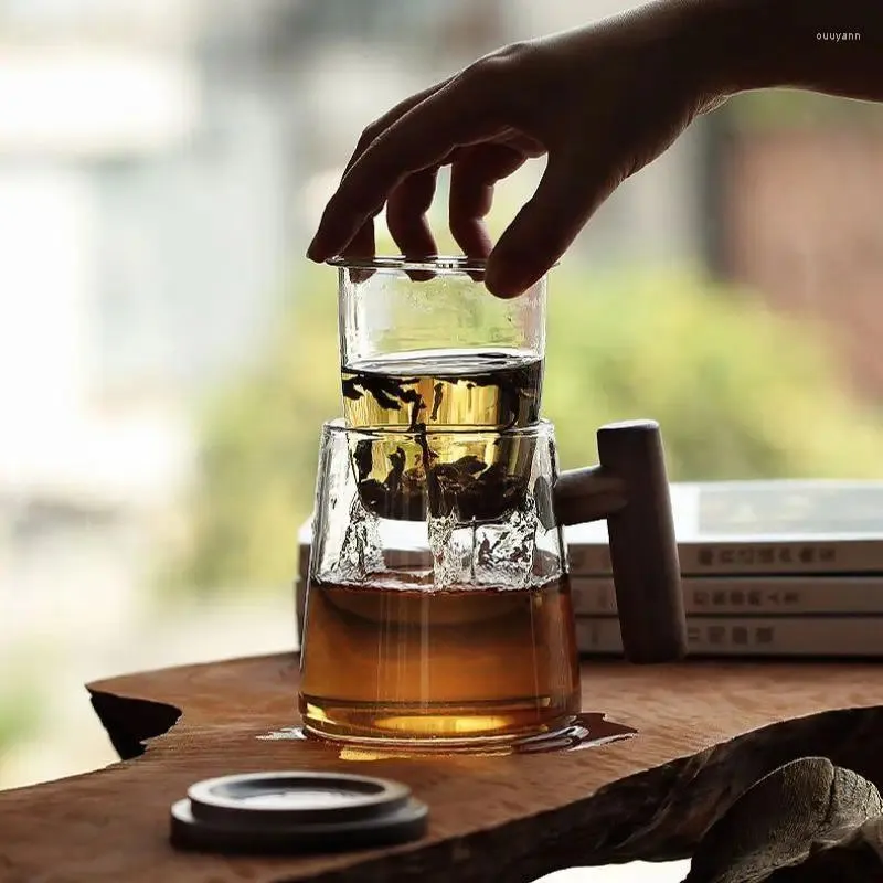 Bicchieri da vino tazza da bere (300 ml) tazza in vetro a parete con coperchio trasparente e infuser spessa produttore durevole Tumbler tè caffettiere acqua