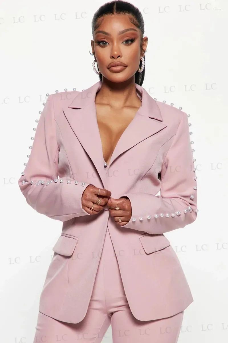 2024 Elegant Pink Tuxedo For Women Tube Top Pearls Lapel Blazer Pants From Lizhirou 125.48 DHgate.Com