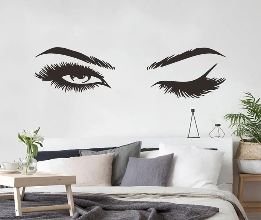 Konstdekaler Högkvalitativ väggmålning Väggklistermärke Hemdekoration Girl Room Creative 1Set Pretty Eyelashes Living Room Wallpaper3407999