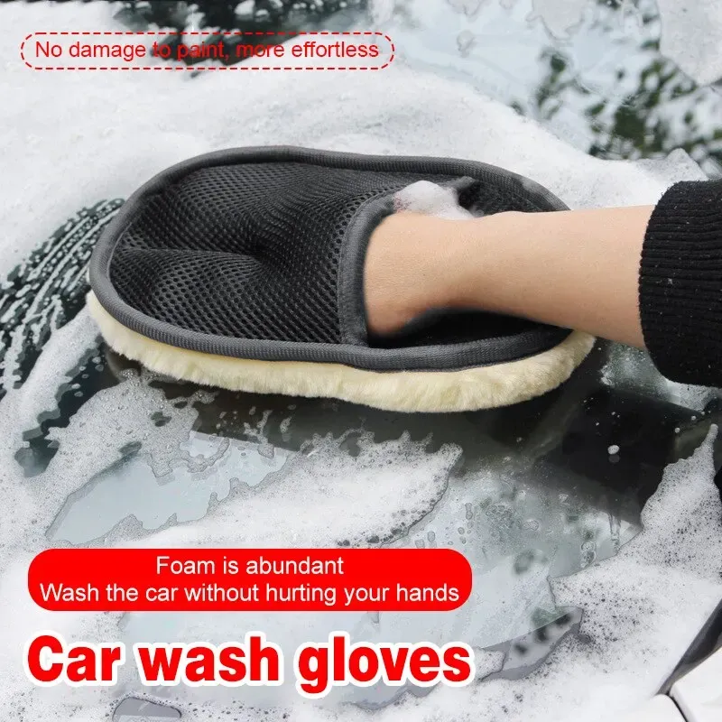 Gants lavage de voiture gants imitation laine velours non dommage peinture essuyage à la cire épaississement des produits de beauté