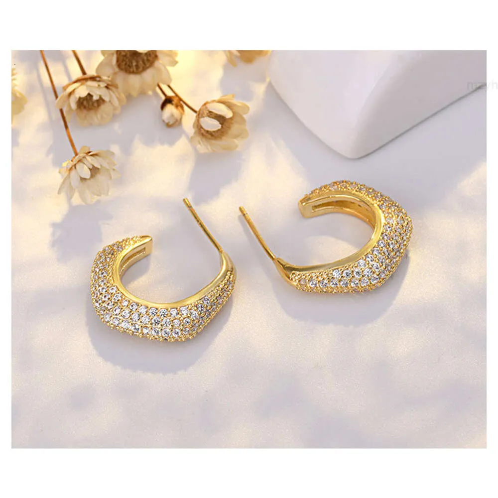 Womens Luxury Jewelry Gold Plated 18k Brass Zirconia S925 Latest Fashion Moon Glitter Diamond Earrings