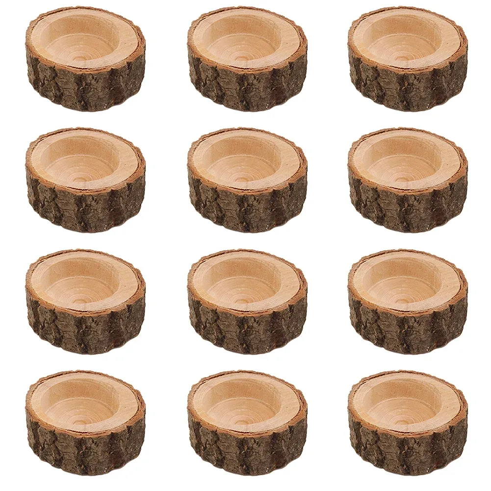 Ljus 12st Party Wood Candle Holder Festival Romantic Aromatherapy Dinning Table Stand Tealight Birthday Present Vintage Candlestick