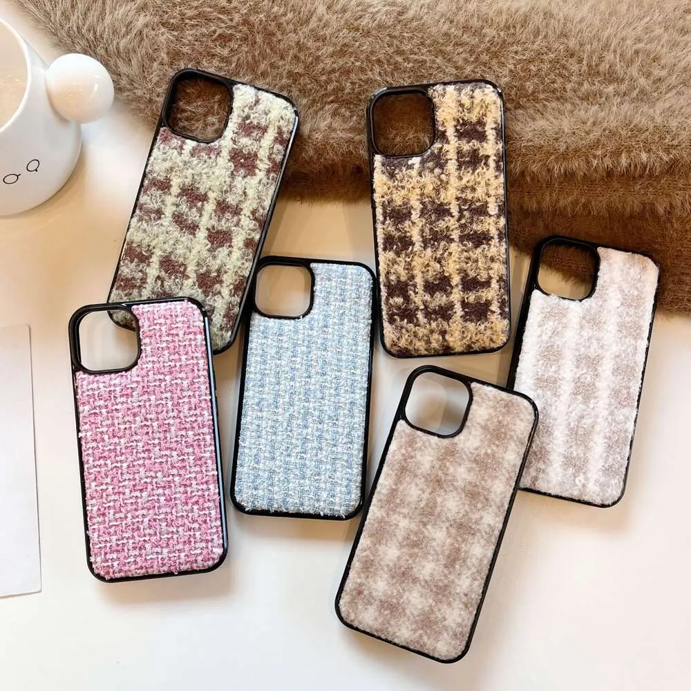 Herfst en winter pluche stijl geschikt voor iPhone 14/15Pro plaidpatroon 13Promax/11 telefoonhoes soft edge 12pro