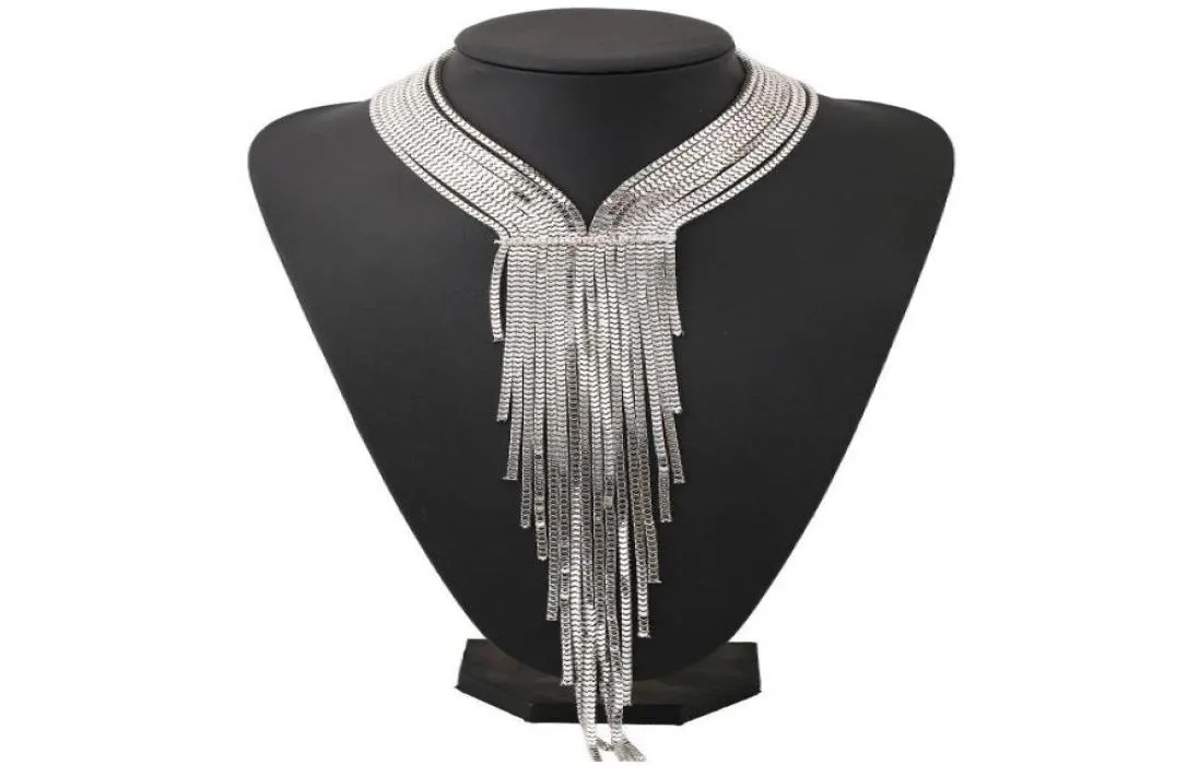 Colliers pendants Choker Silver plaqué Collier et ethnique Femmes Boho Collier Power Bohemian Long Tassel Chaîne Maxi Fashion J2421651