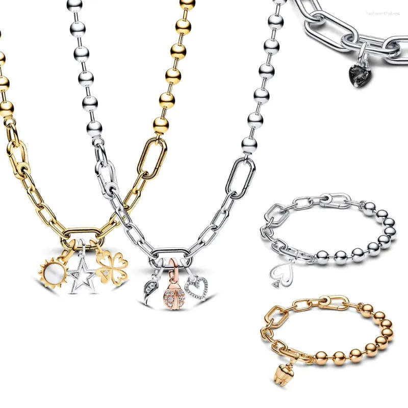 Cadeias 925 Sterling Silver Link Chain Braceletnecklace Fit Me Style Charm para mulheres jóias DIY Pequenas simples, fazendo presente