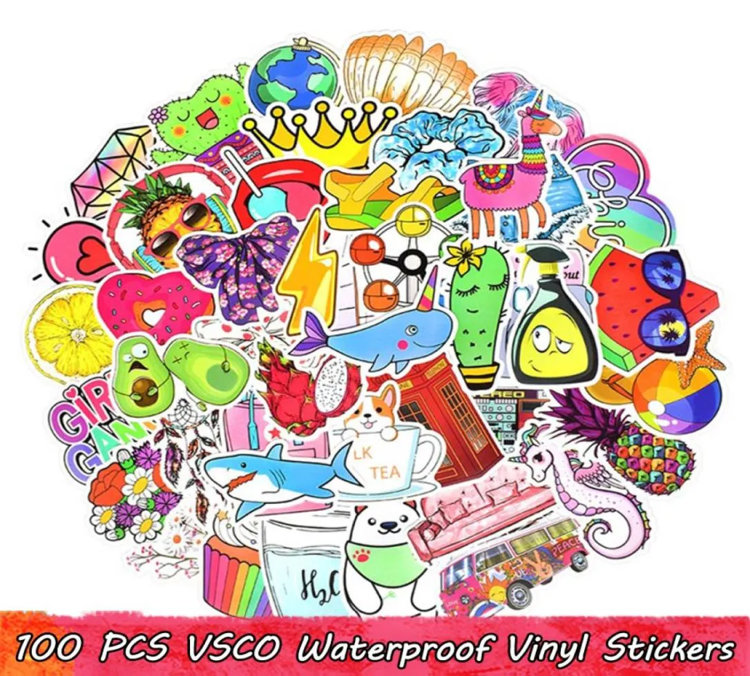 100 pcs vsco wasserdichte Vinyl -Aufkleber Pack für Kinder Girls to DIY Laptop Wasserflaschen Gepäck Scrapbook Bike Kfz -Gitarrenabziehbilder Hom9966870