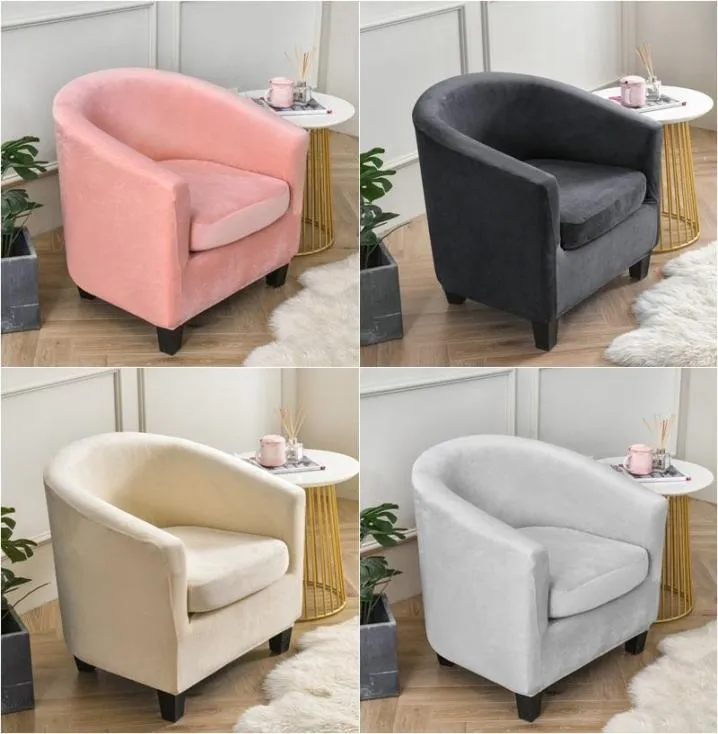 Couvre-chaises Sigle de tubage de style Split Stretch Stretch Velvet Coffee Bar Club Salon Mini Couch Couch Holbovers With Seat Cushion6353034