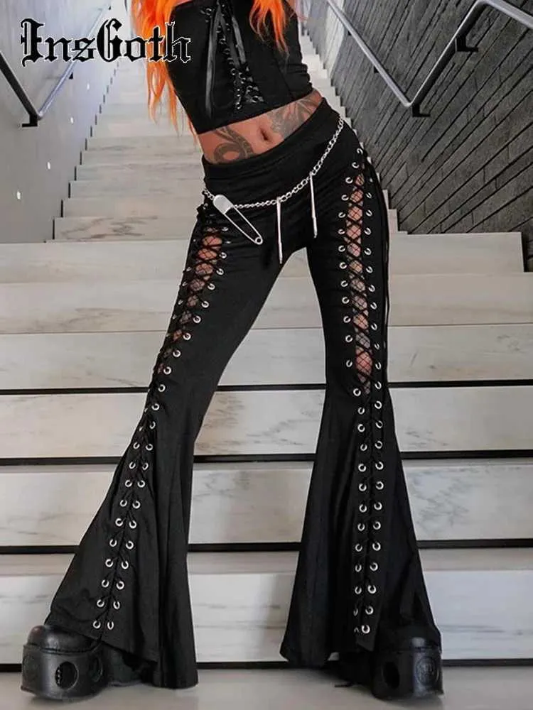 Pantalon féminin Capris Insgoth Gothic Punk Eyeband Flash Pantal