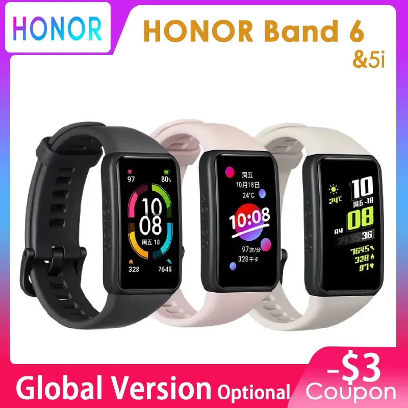 Bracelets Honor Band 6 bracelet intelligent 6 NFC Sport de 1,47 pouce AMOLED COLOR TOUCT SECH