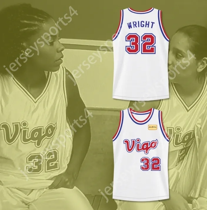 CUSTOM NAY Mens Youth Kids MONICA WRIGHT 32 VIGO BASKETBALL JERSEY WITH LOVE AND BASKETBALL PATCH TOP Stitched S 6XL