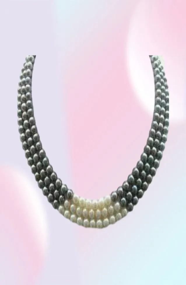 3Rows 78mm Nera Natural Pearl Necklace 1719quot0121492418