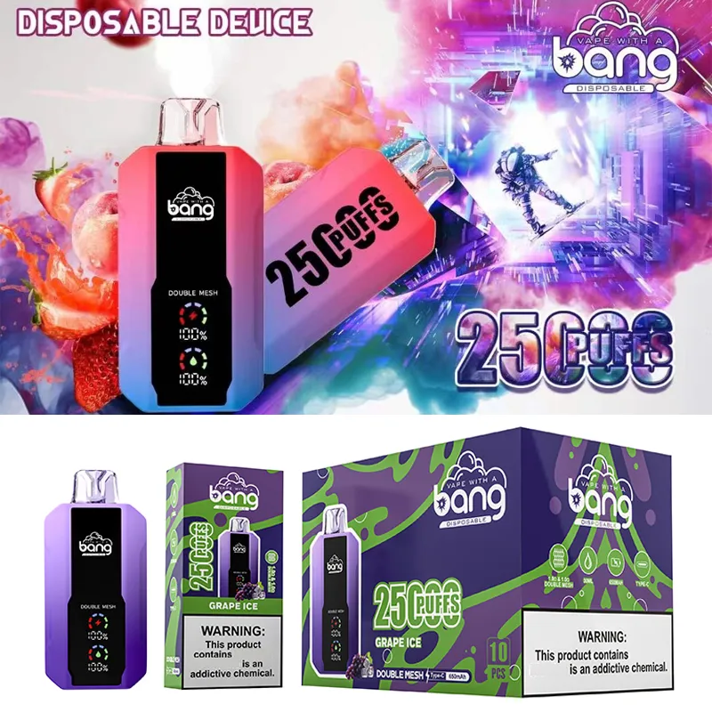 Bang 25k Disposable E Cigarette Vape Box Smart Screen 25000 Puffs Device 30ml Cartouches par rempli
