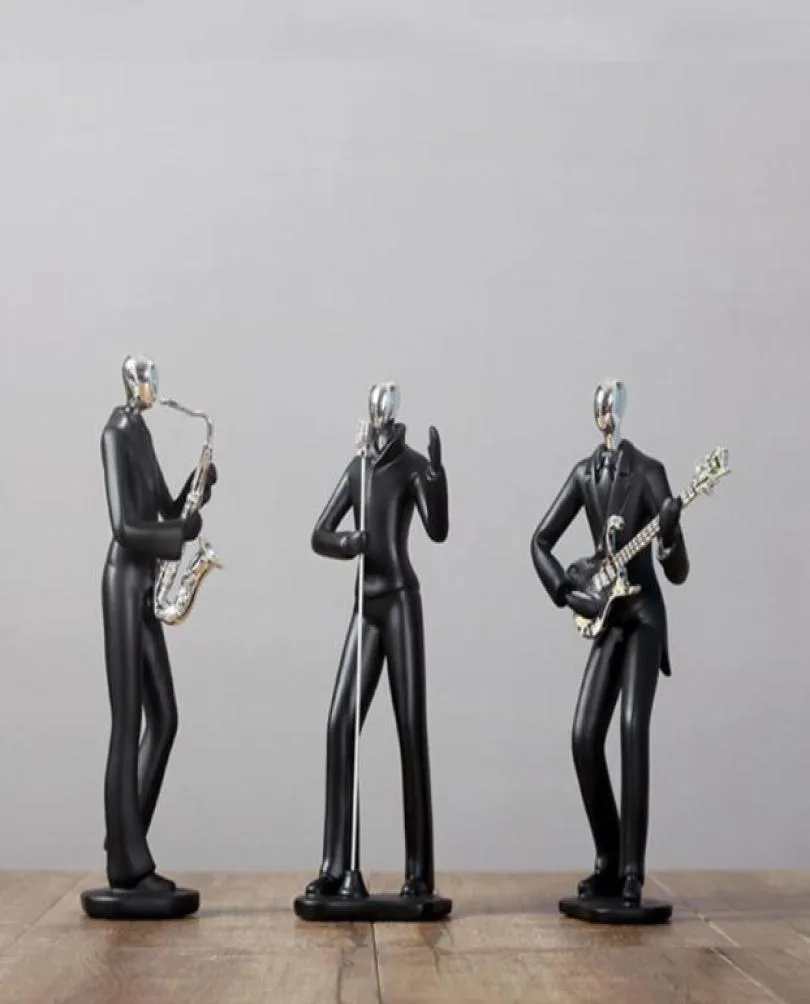 Nordic Simple Musician Band violon chant de sport mec statue noirs figurines armoires ornements à la maison décoration moderne cadeau élégant 215421960