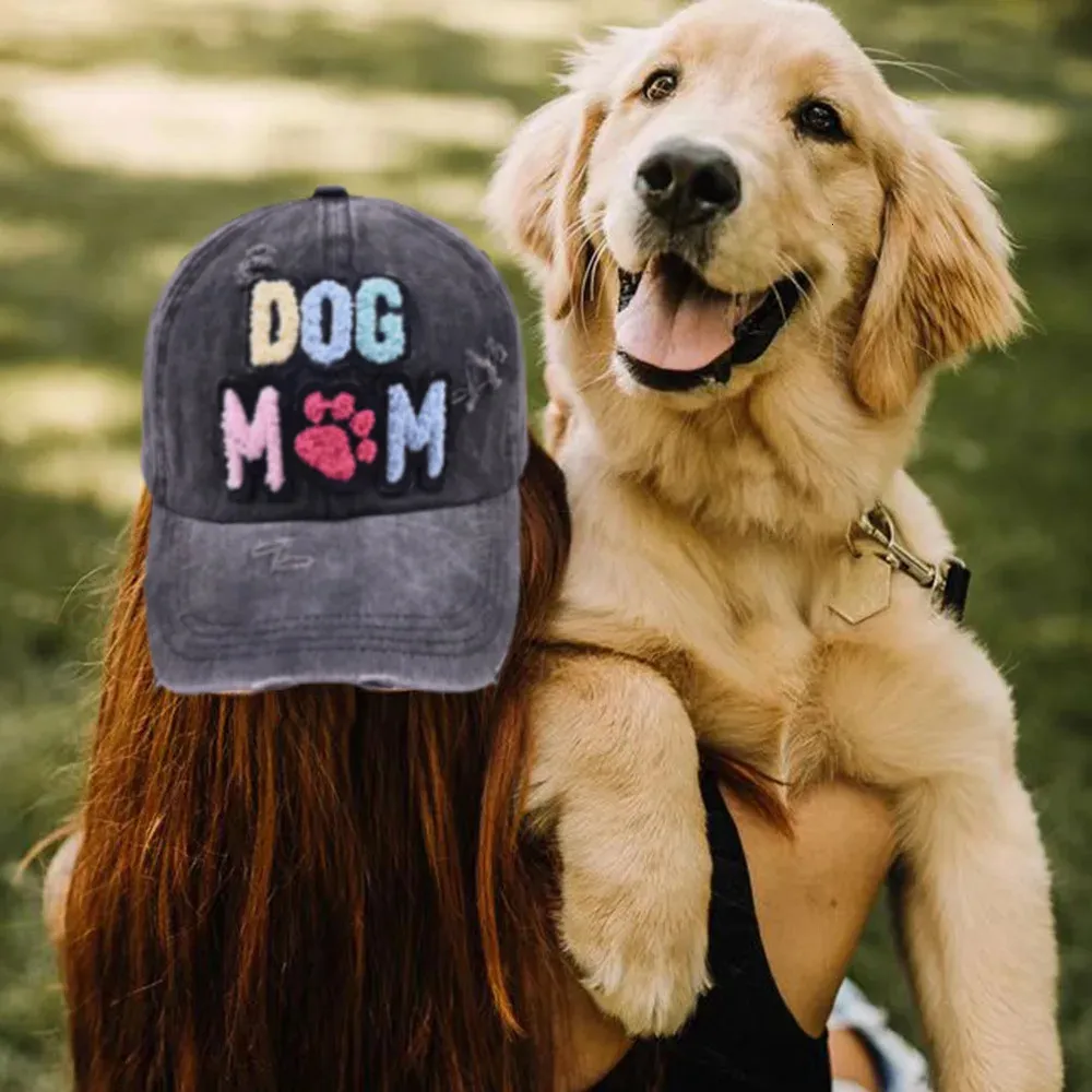 Unisex Dog MoM Letter Baseball Cap Women Vintage Cotton Jeans Caps Spring Outdoor Causal Hat for Female Hair Accessories Hats 240507