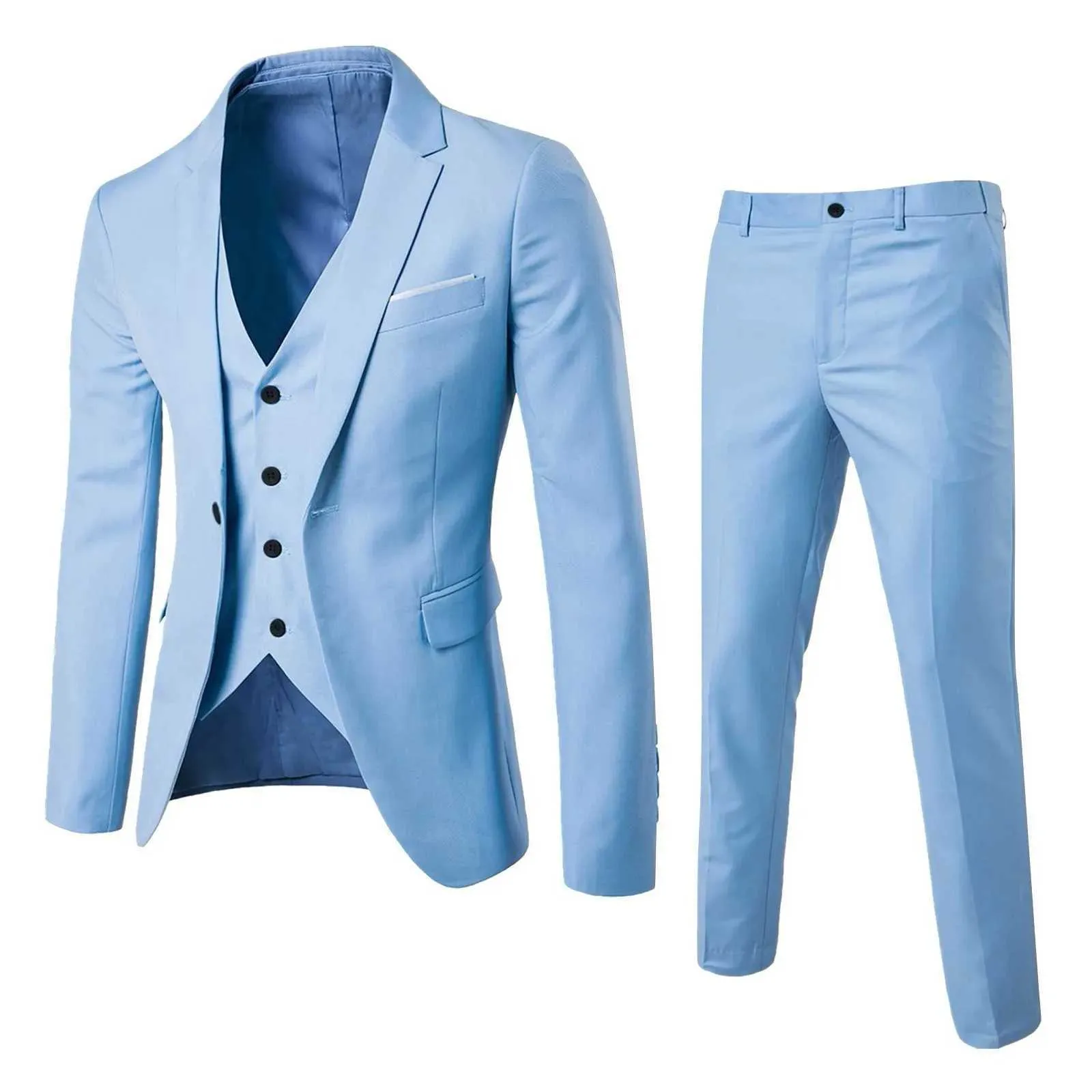 Ternos masculinos Blazers Mens Solid Color Conjunto Ultra-Fhin Fiards Dress Pants Wedding Party Jacket Colet e Teno Mens Q240507