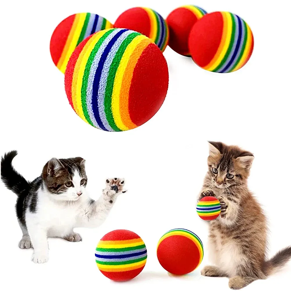 Toys 5 / 10pcs Rainbow Cat Toy Balls Eva mousse Interactive Indoor chatons préférés Balls Activité en vrac